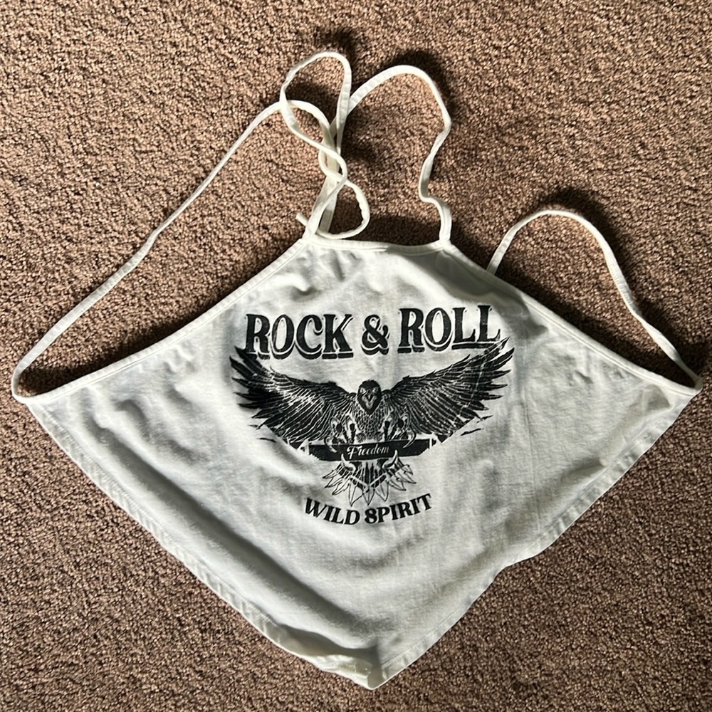 White Backless Spaghetti Strap Tank Top (Small)
